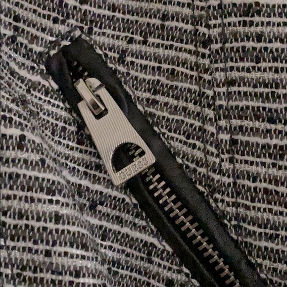 GUESS Tweed Vegan Leather Moto Jacket Size M - Picture 4 of 10